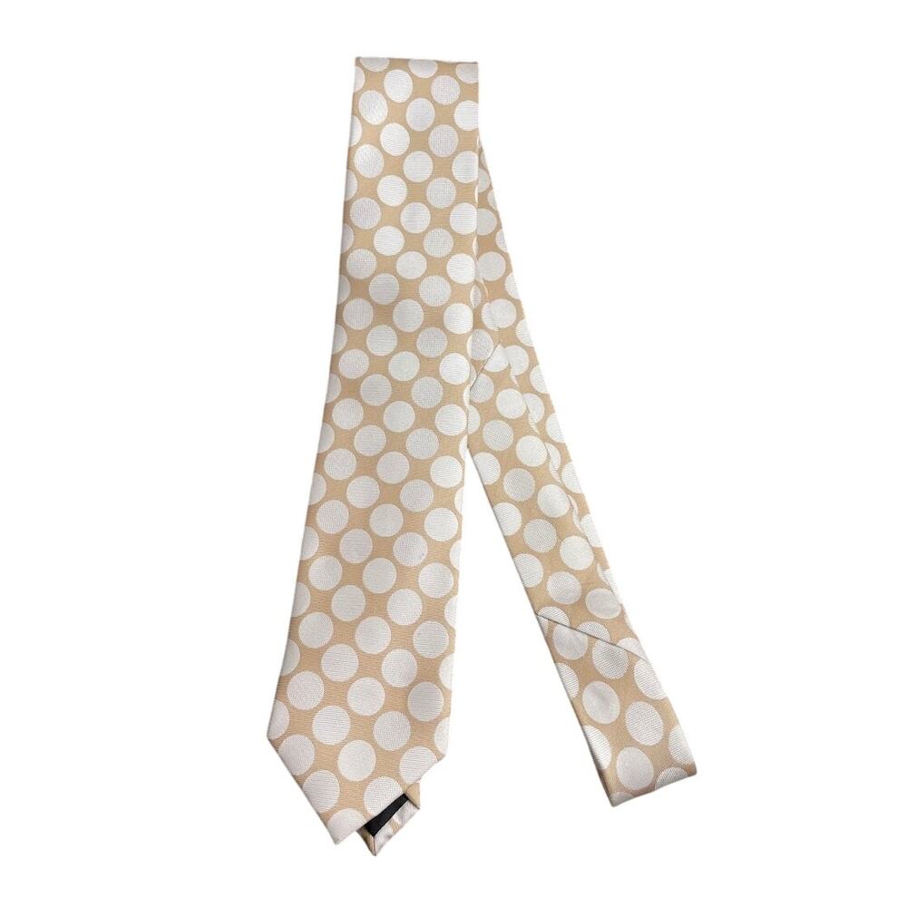 Linea Uomo Mens Polka Dotted Neck Tie Beige Formal Suit Tie For Men